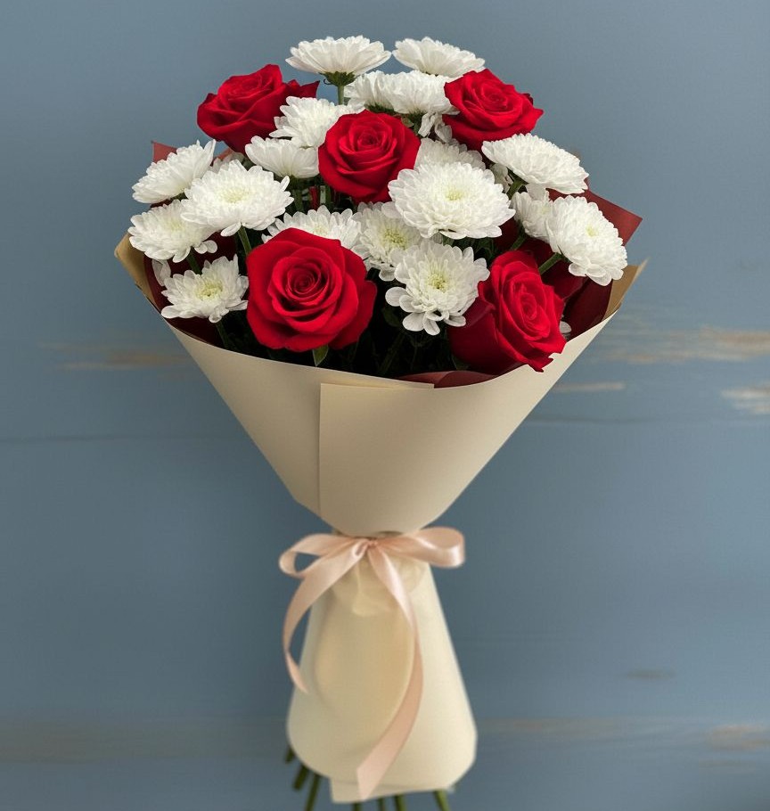 Букет цветов из: Розы и Хризантемы в Краснозаводске