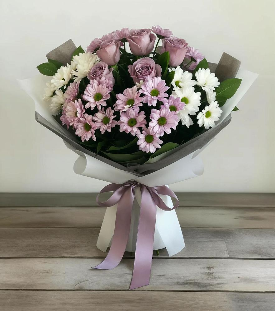 Букет цветов из: Хризантемы и Розы в Краснозаводске