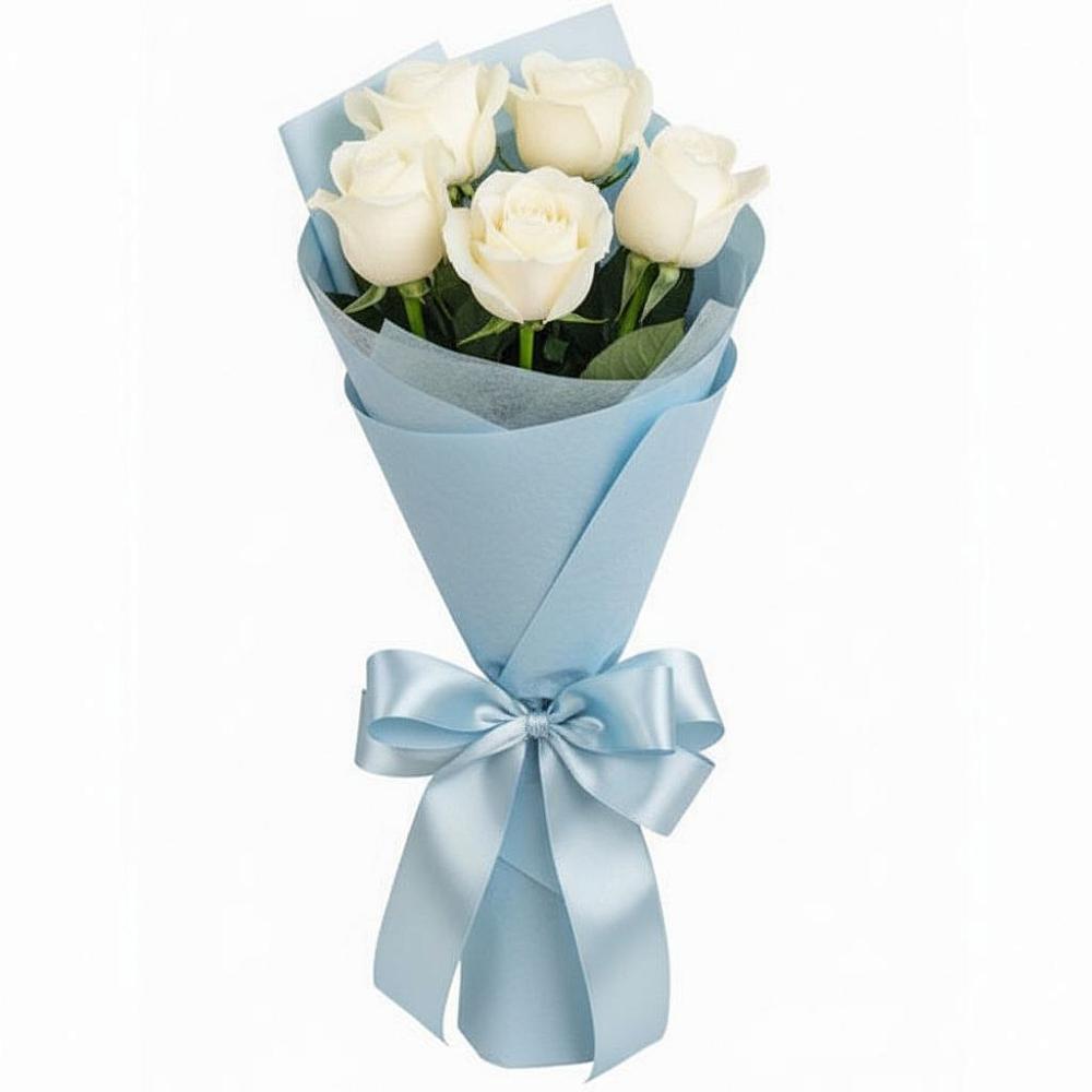 Букет 5 Белых роз Проуд в Краснозаводске
