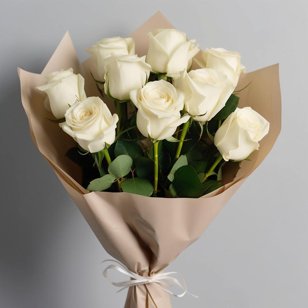 Букет 9 Белых роз Эдлесс Лав в Краснозаводске