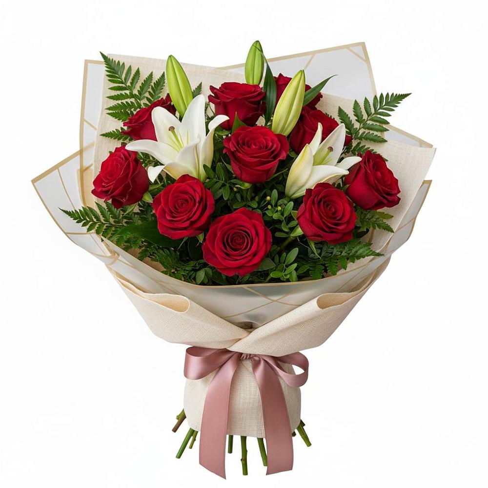 Букет цветов из: Лилии и Розы в Краснозаводске