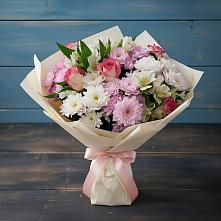 Букет цветов из:  Хризантемы, Альстромерии и Розы в Краснозаводске