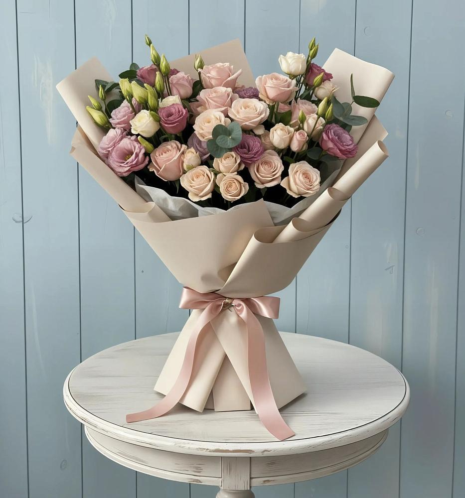 Букет цветов из: Розы и Лизиантусы в Краснозаводске