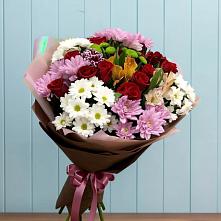 Букет цветов из:  Розы, Хризантемы и Альстромерии в Краснозаводске