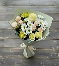 Букет цветов из:  Альстромерии, Розы и Хризантемы в Краснозаводске